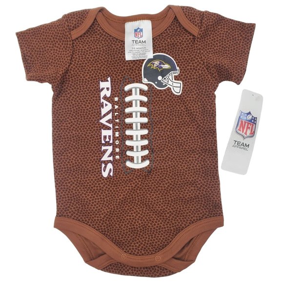 Lot of 4 NEW 3-6 months Baltimore Ravens NFL Team Apparel Brown Football Onesies - Picture 2 of 7